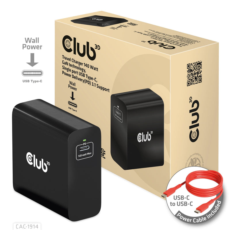 CLUB3D Charger 1x USB Typ C, Pd 140W Retail