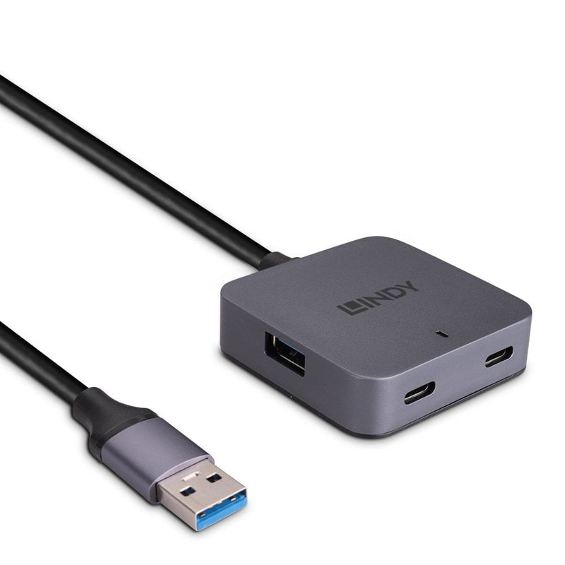 Lindy 43388 Hub 4 Ports USB 3.2 Gen 1 (3.1 Gen 1) Type-a 5000 Mbit/S Black Grey