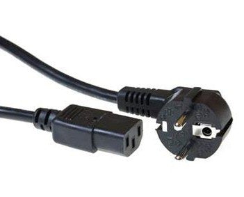 Powercord Mains Connector Schuko Cee 7 Male (angled) - C13 IEC 60320 Black 10M — image 1