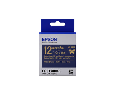 Epson Cartridge Labels Tape Satinada LK-4HKK Oro/Blue Marino 12MM (5M) — image 1