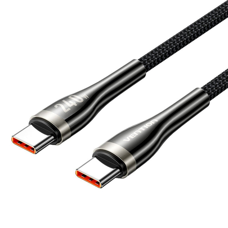 Nylon Braided USB 2.0 USB-C M-mcabl 5A Cable 1.2M Black Zinc Alloy