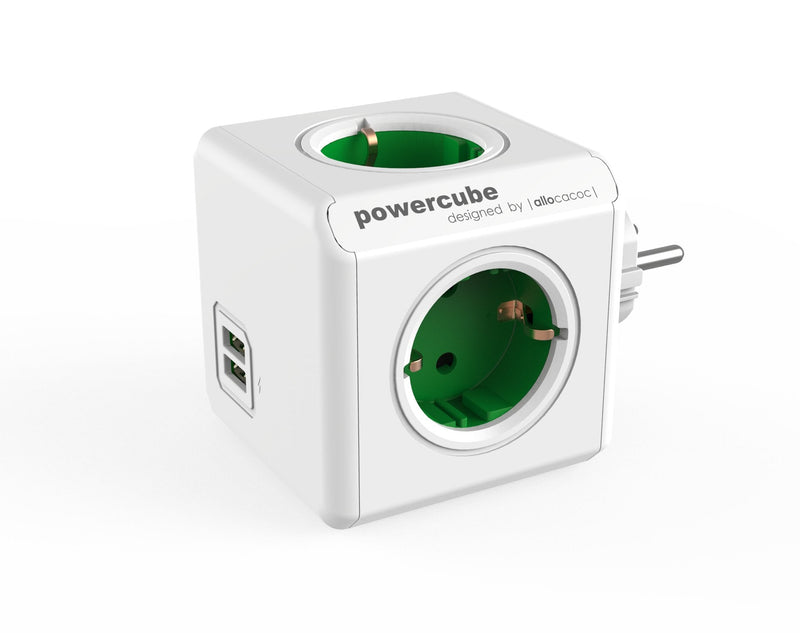 Powercube Genuine USB4 Sockets + 2 USB Green
