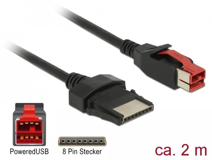 Delock Poweredusb Cable Connector Male 24V 8 Pin Connector Male 2M Pos Printer And Terminals