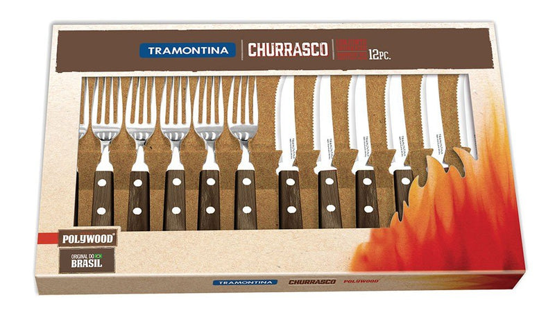 Set Asado Fsc Polywood Castañ Or 12 Pieces