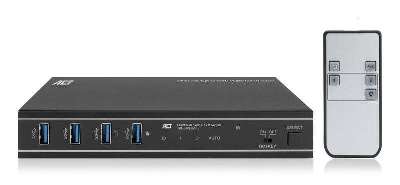 Conmutador KVM Act Connectivity 2 Ports USB C HDMI 4K 2PC