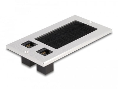 Delock Pasacables With Brush And 2 X RJ45 Keystone Módulo CAT.6 Aluminium — image 1