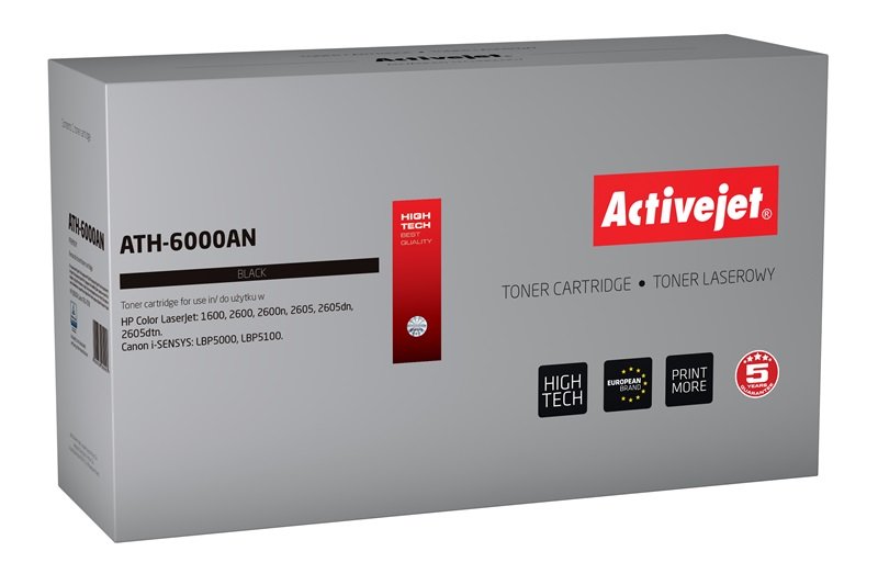 Activejet Toner ATH-6000AN (reemplazo HP 124A Q6000A Canon CRG-707B - Premium - 2500 Páginas - Black