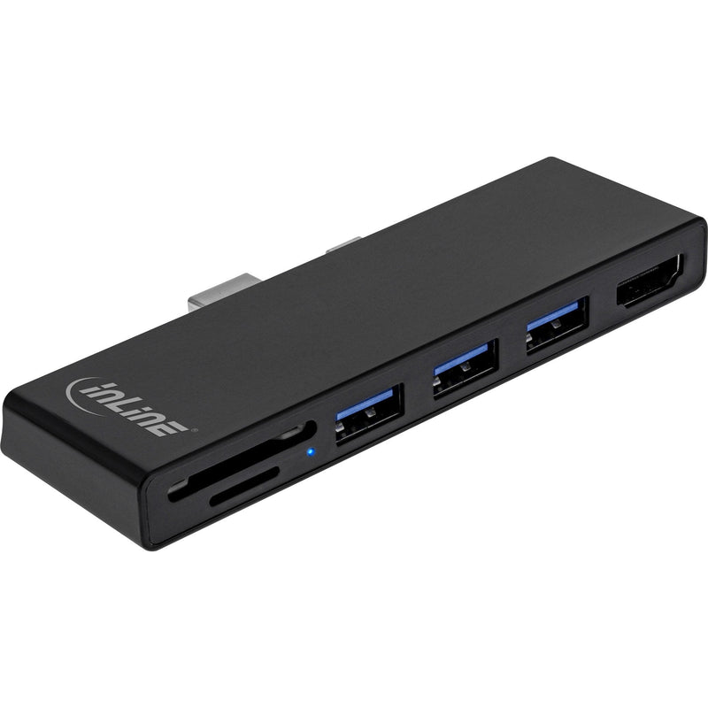 Inline Multihub, Surface Pro 4/5/6, 3 Ports USB 3.2 Type a Female HDMI 4K, Card Reader, Black