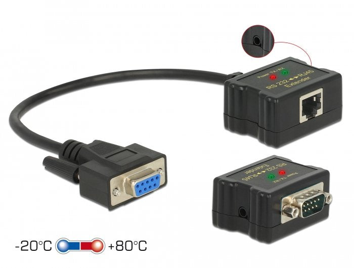 Extender RS-232 DB9 Connector Female RJ45 Connector Female a RS-232 DB9 Connector Male RJ45 Connector Female E