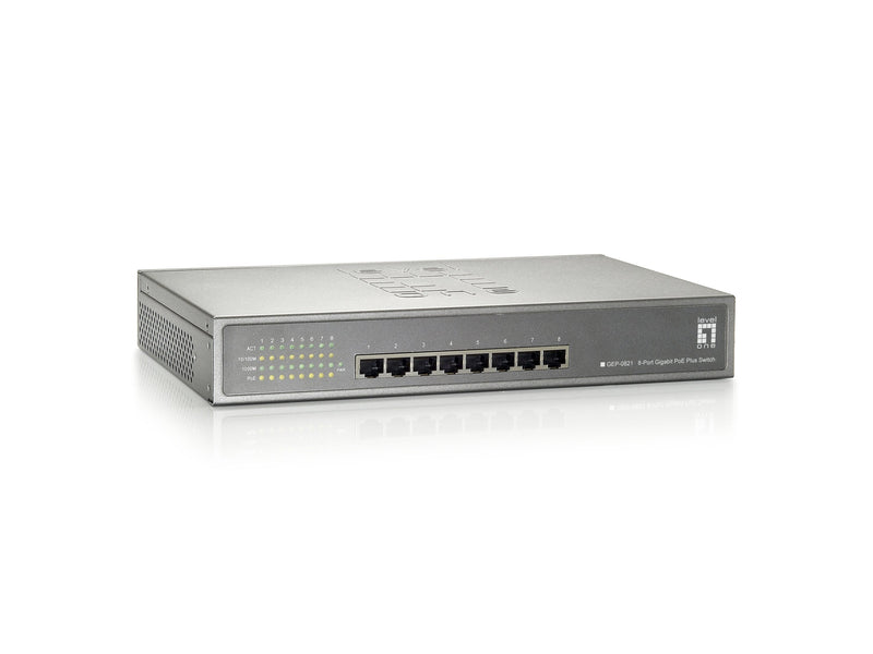 Level One Switch GEP-0821 No Gestion 8P PoE 10/100/1000 PoE Plus 123.2W