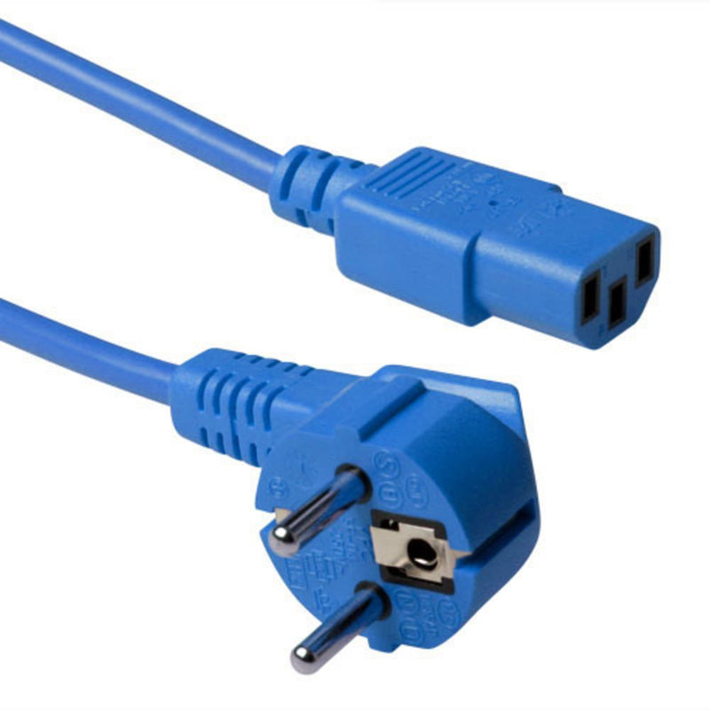 Powercord Mains Connector Schuko Cee 7 Male (angled) - C13 IEC 60320 Blue 5M