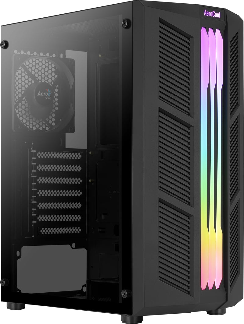 Aerocool PC Case Prime Black Front With Lineas RGB Panel Side Glass Tempered Without Power Supply
