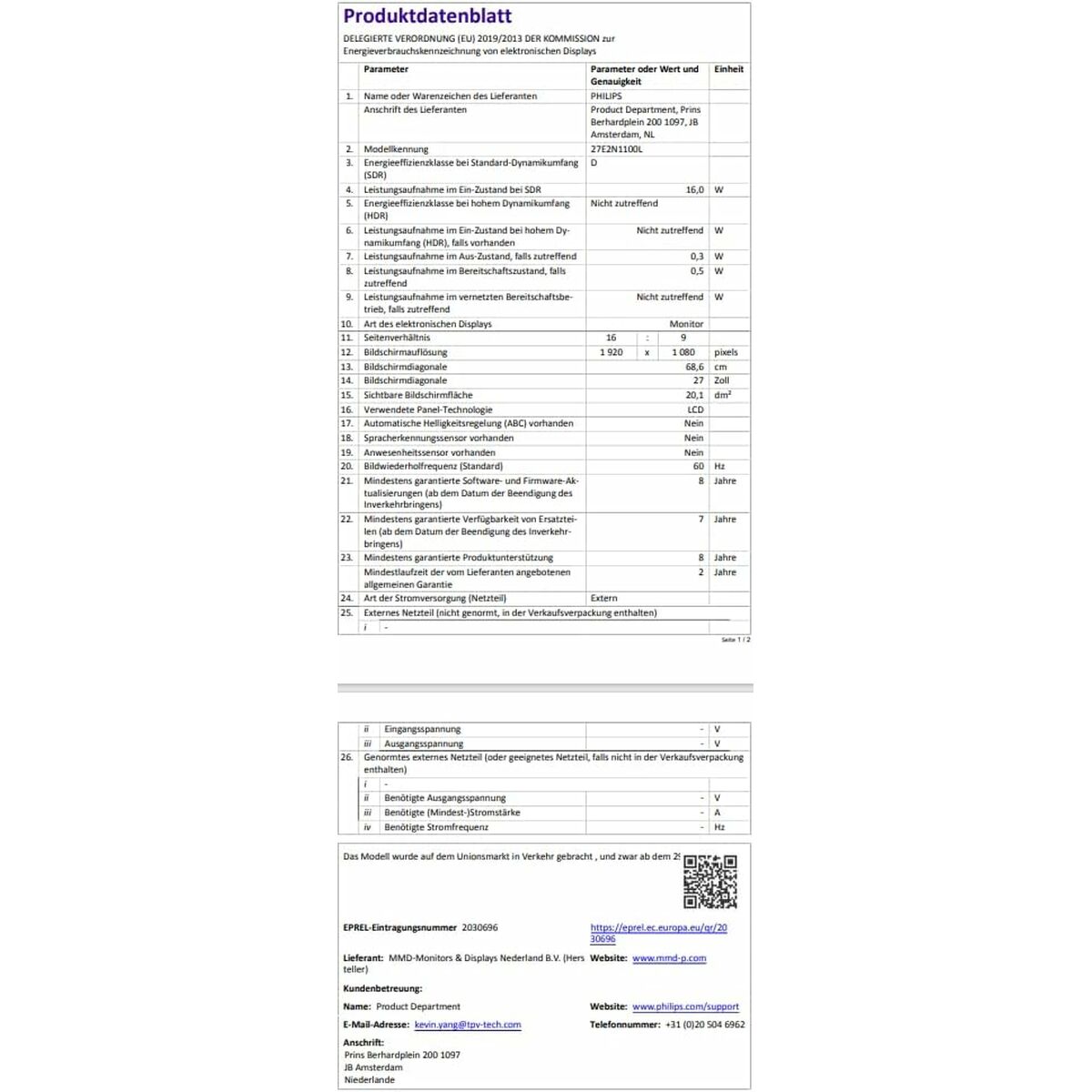 Philips Gaming Monitor Philips Full Hd 27"