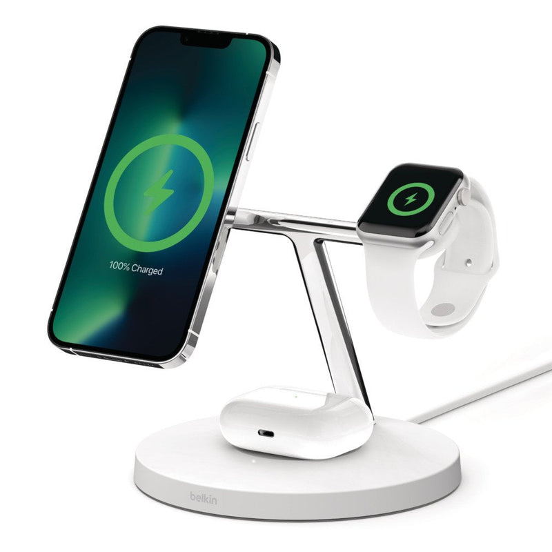 Belkin Boost Charge Pro Base Charging Inalmbrica With Magsafe + Power Adapter Ca 15 Watts Fast Charge White Ap