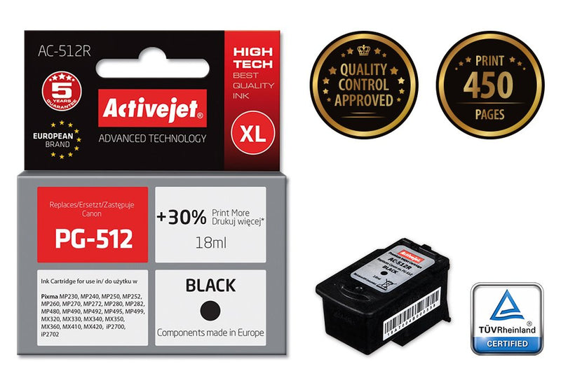Activejet Ink AC-512R (reemplazo Canon PG-512 - Premium - 18ML - Black
