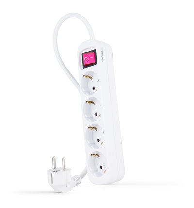 Nanocable Power Strip Protection With 4 Shuckos - Cable 1.40M - Switch On/Off - White — image 1