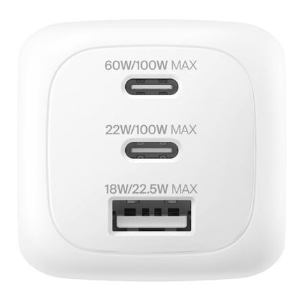 Belkin Charger USB-C Boost Charge 100W (2 X USB-C/1 X a) WCH016HQWH