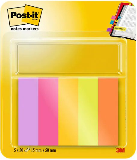 Post-it Pack 5 Blocs 50 Marcadores Reposicionables - Forma Rectangular - Colours Surtidos