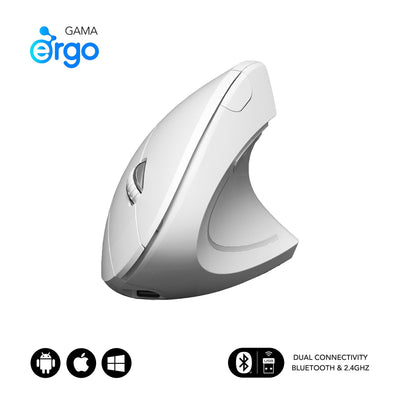 Subblim Mouse Optico Dual Glide Vertical Ergo Dual Battery White Up To 1600DPI/ Connection Dual/ RF, Bluetooth — image 1