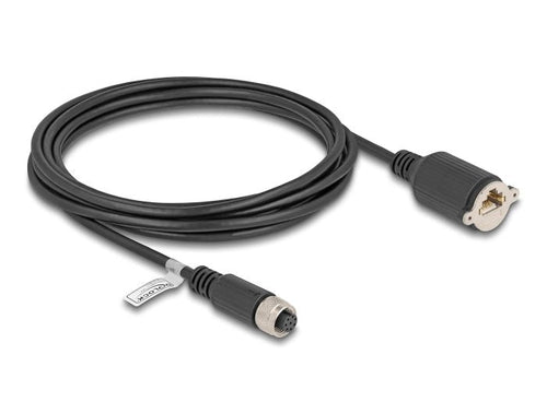 Delock M12 Cable A-kodiert 8 Pin Female a RJ45 Female CAT.5E FTP 3M Black — image 1