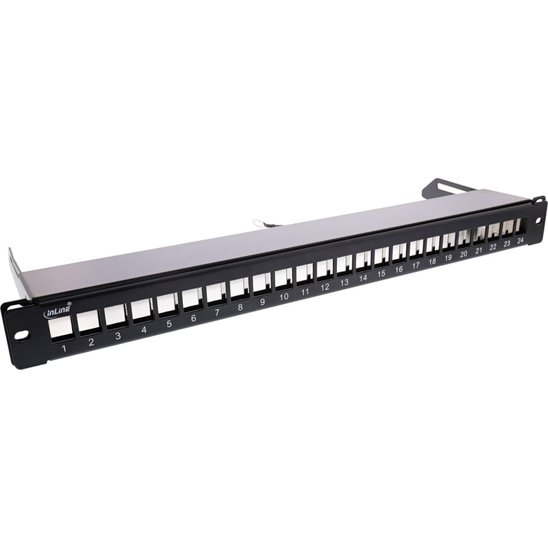 Inline Patch Panel White With Removable 19 24 Ports 1U Black RAL9005
