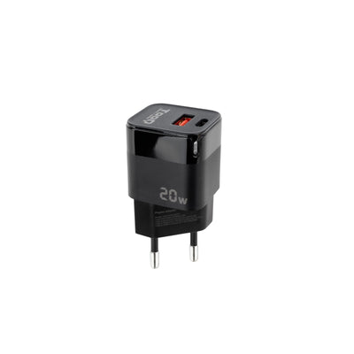 TooQ Wall Charger USB-C/Pd + USB-A/Qc 20W - Black — image 1