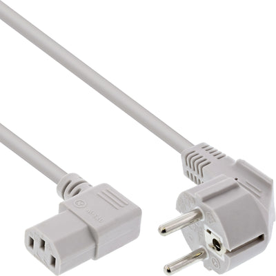 Inline Cable Power , Schutzkontakt CEE7/7 Ángulo a IEC-C13 3 Pines Ángulo, Grey 0,5M — image 1