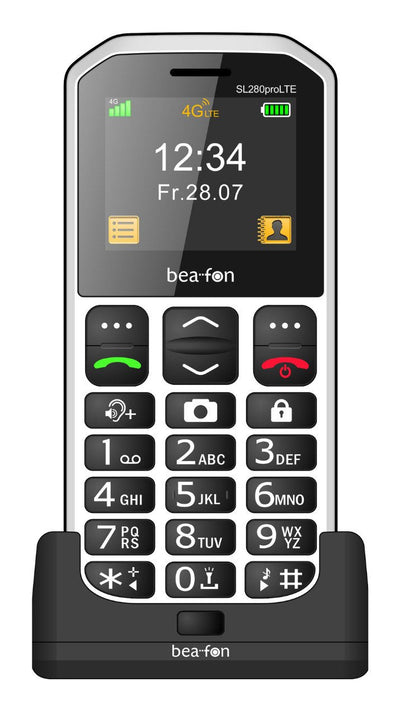 Beafon SL280PRO LTE - 4G, Silver Line, Mobile Phone With Keys Large Negro-blanco — image 1