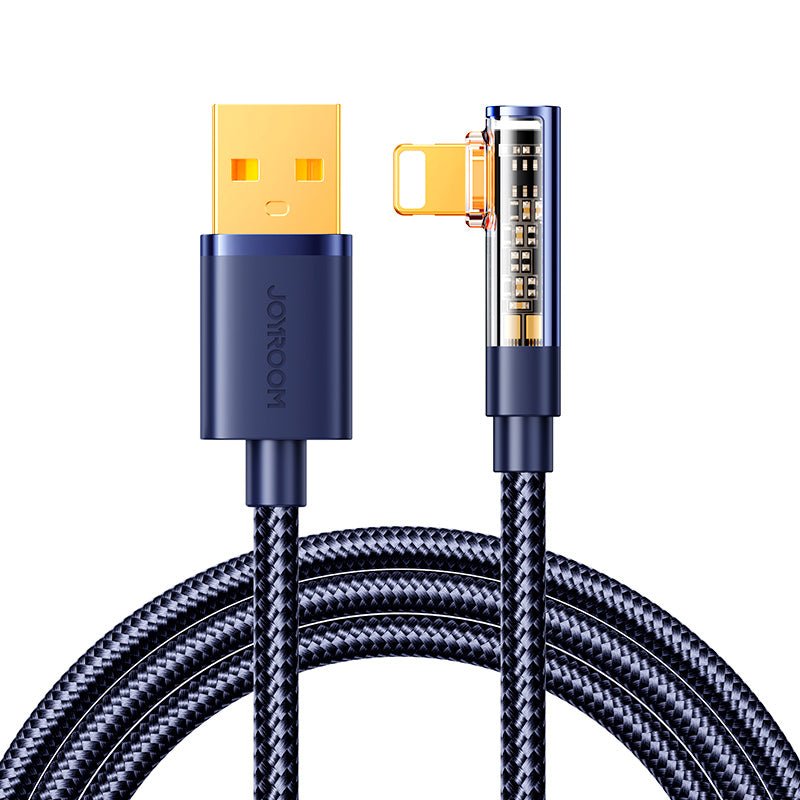 Joyroom Gaming Cable Lighning (angled) - USB (straight) Cable 2.4A, 480MB/S, 1.2M, Blue (S-UL012A6)
