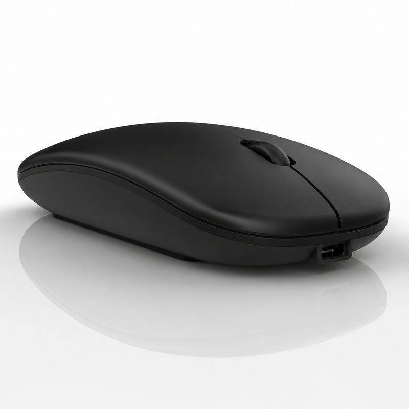 Mouse Wireless Rechargeable 2 1 Bluetooth + USB 2.4G 1600 DPI Ergonómico Black