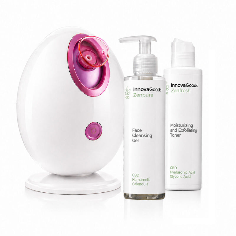 Electric Facial Sauna Pack, CBD Zenpure Facial Cleansing Gel 200 ml & CBD Zenfresh Facial Toner 150 ml InnovaGoods