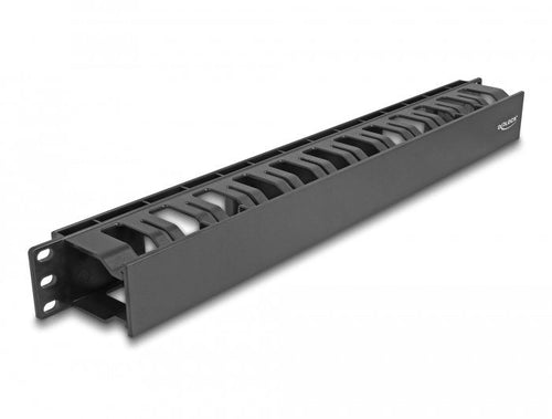 Delock 19 Panel Enrutamiento Gestión Cables With 2 Aberturas 1U Black Plastic — image 1