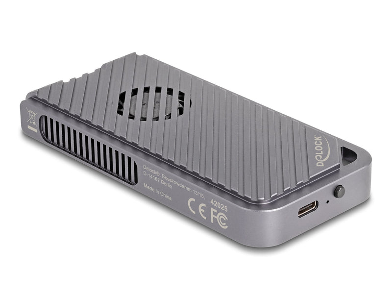 Delock Housing Hard Drive M.2 NVMe USB 40Gbps Estilo Gaming Grey Without Tools With LED And Fan 42025
