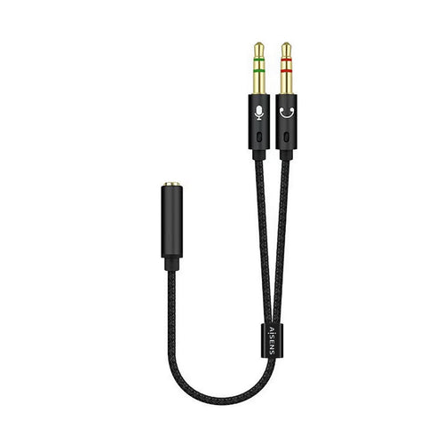 Aisens Cable Adapter Audio Jack 3.5 4 Pines/H-2XJACK 3.5 3 Pines/M - 25CM - Black — image 1