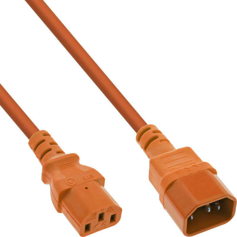 Inline Prolongación Cable Power , C13 a C14, Orange 1M