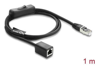 Delock RJ45 Cable Connector Male a Female With Switch CAT.6 F UTP 1M - Conmutación Network Black — image 1