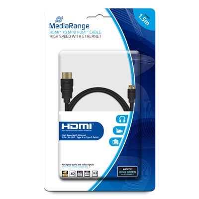 Mediarange Cable MRCS165 HDMI 1,5M HDMI Type a Standard HDMI Type C (mini) Black