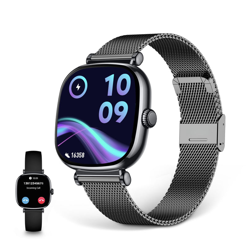Ksix Iria Black Smartwatch 1.7 2 Straps Metal + Silicone