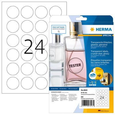Herma Etik. Transparent Como Glass A4 40MM Round Lámina Glossy 600 St. — image 1
