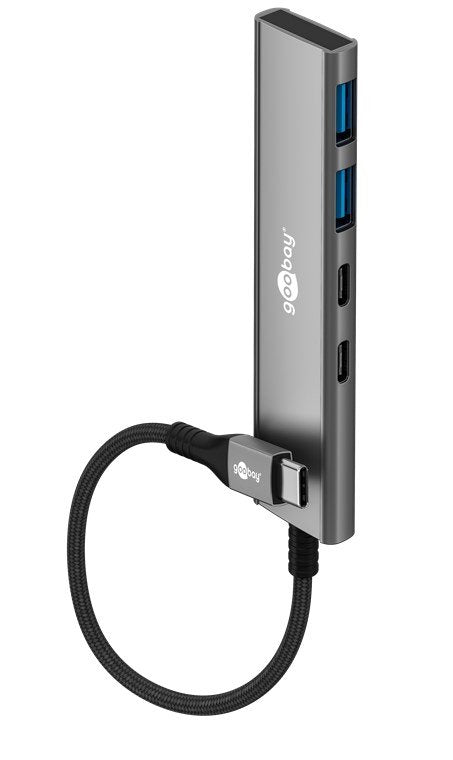 Goobay Hub 76563 Slim 4-PORT Usb, Usb-c™ Auf Usb-c™ Usb-a, 5 Gbit S, Grey