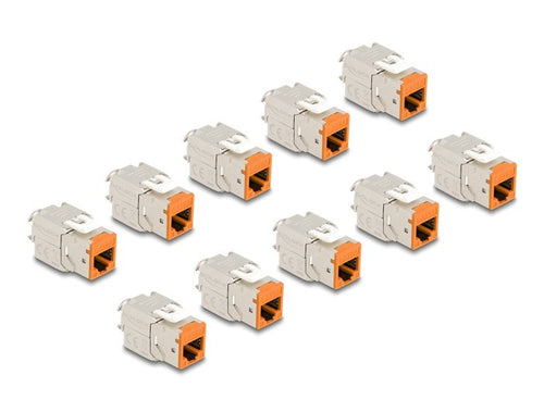 Delock Keystone Modulo RJ45 Female a Lsa CAT.6A Tool-free Orange Set 10 Pieces — image 1