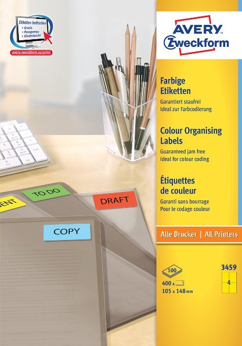 Avery Zweckform Labels 3459 Yellow 105,0 X 148,0MM