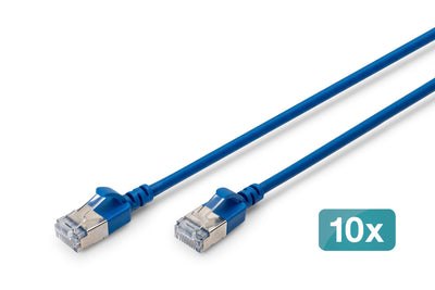 Digitus Network Cable CAT.6A F/FTP Slim 0,30M Blue 10 Units — image 1
