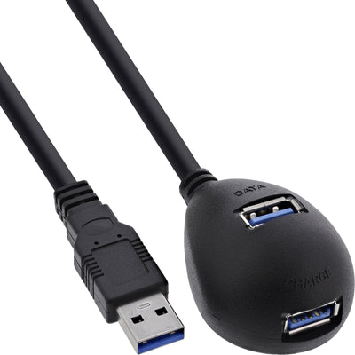 Inline® USB 3.2 Cable Type a Male a Female + Power With Stand Black 3M — image 1