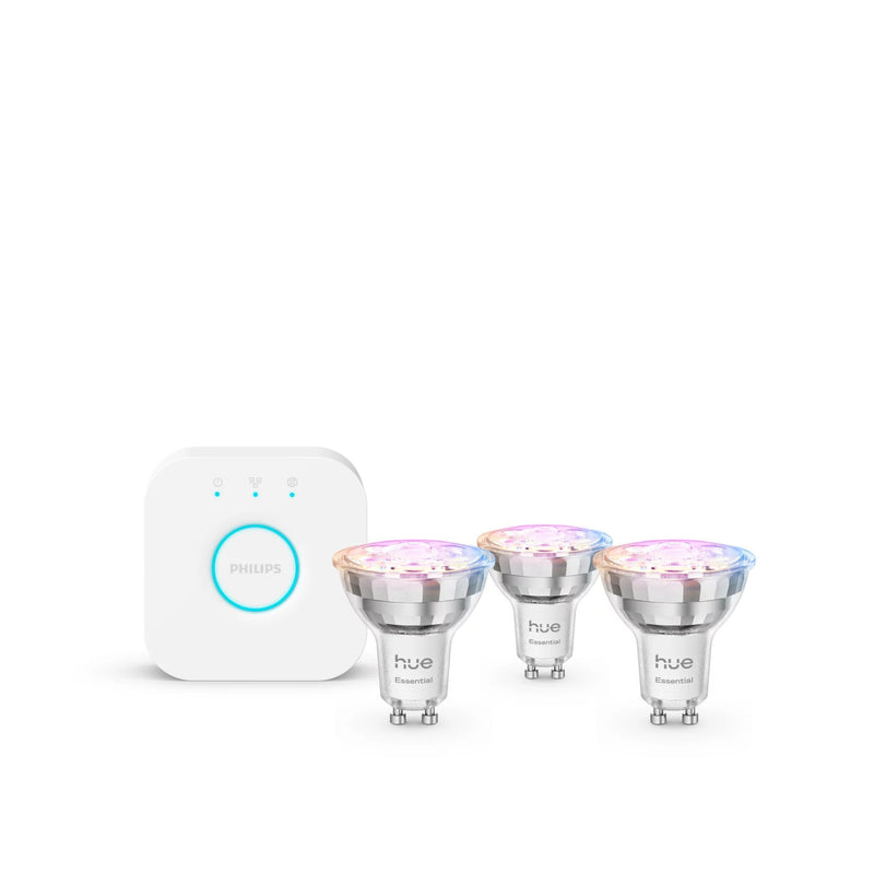 Philips Hue White And Colour Ambiance Essential Starter Kit Set Of Iluminación Wireless Bulb Foco LED X 3 GU10