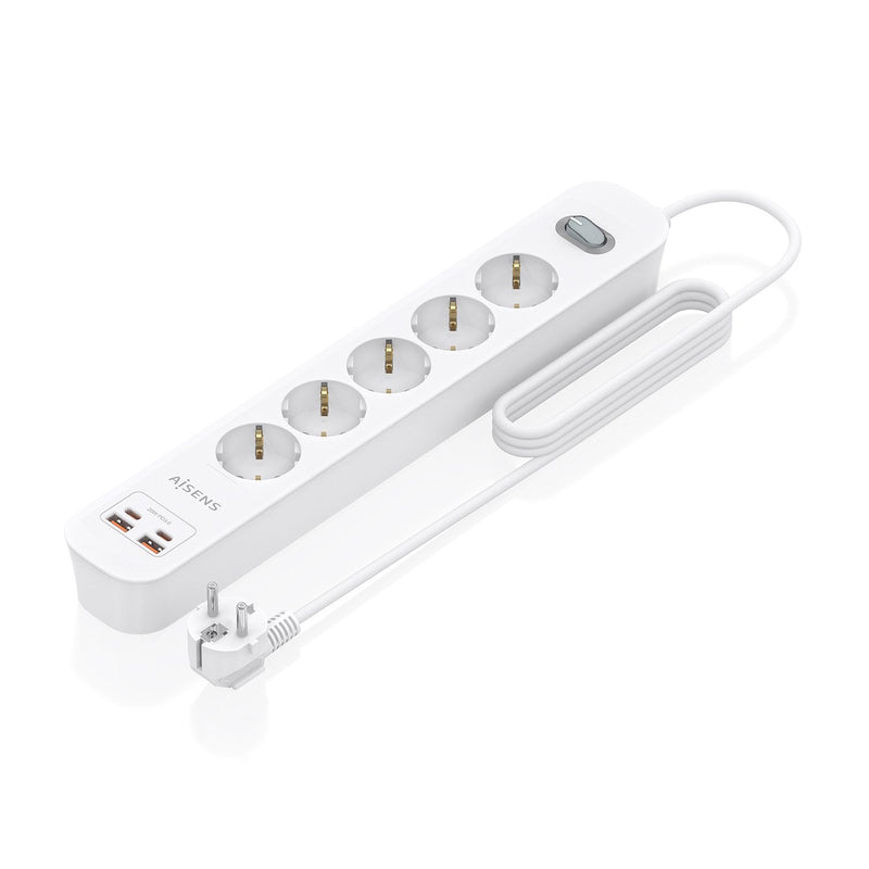 Aisens Power Strip With Switch ASPS-2A2C14-W 5 Sockets Power 2 USB 2 USB Type-c Cable 1.4M White