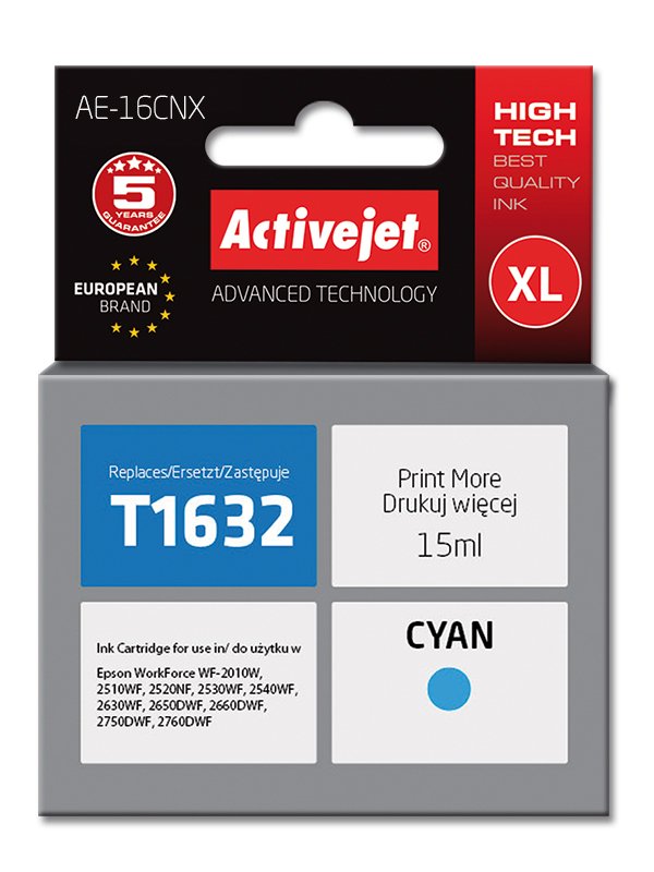 Activejet Ink AE-16CNX (reemplazo Epson 16XL T1632 - Supreme - 15ML - Cyan