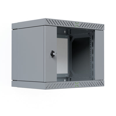Cabinet Wall X-rack 19 With Door Glass 400-600MM, 9U, Colour Grey — image 1