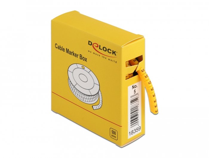 Delock Marcador Cables Box, Nr: 5, Yellow 500 Units