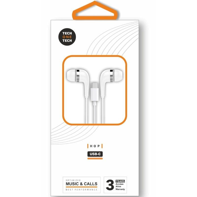Tech One Tech Headphones Intrauditivos Eartech TEC1304 With Microphone USB Type-c White
